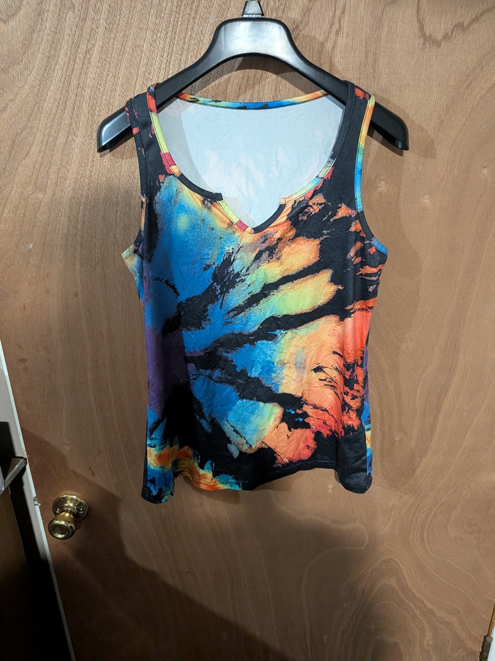 Women’s Multicolor Tie-Dye Tank Top - Vibrant Blue/Orange